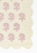 Lily Pink Floral Hand Tufted Wool Nursery Area Rug with Scalloped Border - BlueJay Avenue