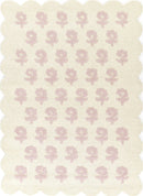 Lily Pink Floral Hand Tufted Wool Nursery Area Rug with Scalloped Border - BlueJay Avenue