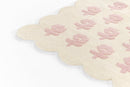 Lily Pink Floral Hand Tufted Wool Nursery Area Rug with Scalloped Border - BlueJay Avenue
