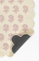 Lily Pink Floral Hand Tufted Wool Nursery Area Rug with Scalloped Border - BlueJay Avenue