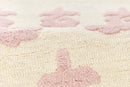 Lily Pink Floral Hand Tufted Wool Nursery Area Rug with Scalloped Border - BlueJay Avenue
