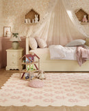 Lily Pink Floral Hand Tufted Wool Nursery Area Rug with Scalloped Border - BlueJay Avenue