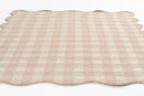 Lily Pink Gingham Hand Tufted Wool Nursery Area Rug with Scalloped Border - BlueJay Avenue