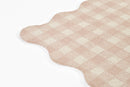 Lily Pink Gingham Hand Tufted Wool Nursery Area Rug with Scalloped Border - BlueJay Avenue