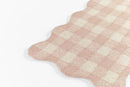 Lily Pink Gingham Hand Tufted Wool Nursery Area Rug with Scalloped Border - BlueJay Avenue
