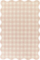 Lily Pink Gingham Hand Tufted Wool Nursery Area Rug with Scalloped Border - BlueJay Avenue