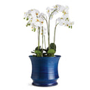 Linea Grande Blue Ceramic Planter, 14" H - BlueJay Avenue