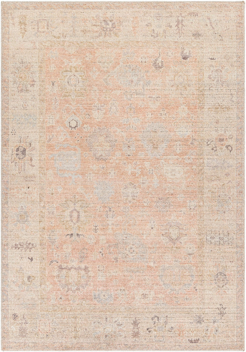 Marlene Dusty Pink Machine Woven Traditional Area Rug - BlueJay Avenue