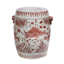 Maroon Red Garden Stool Fish Motif - BlueJay Avenue