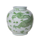 Mint Green Dragon Open Top Porcelain Vase - Round Shape - BlueJay Avenue