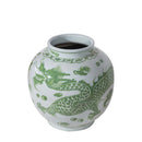 Mint Green Dragon Open Top Porcelain Vase - Round Shape - BlueJay Avenue