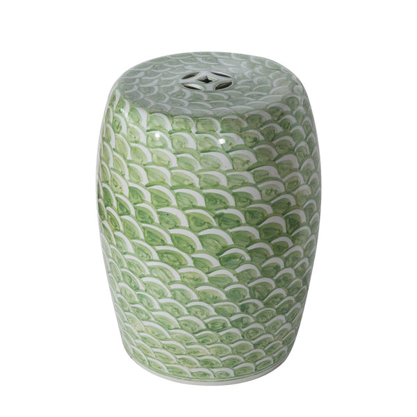 Mint Green Fish Scale Porcelain Garden Stool - BlueJay Avenue