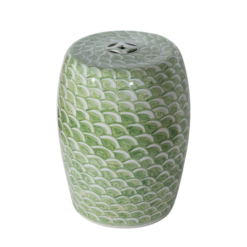 Mint Green Fish Scale Porcelain Garden Stool - BlueJay Avenue