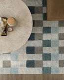 Momeni Fletcher Blue Modern Wool Checkered Rug - BlueJay Avenue