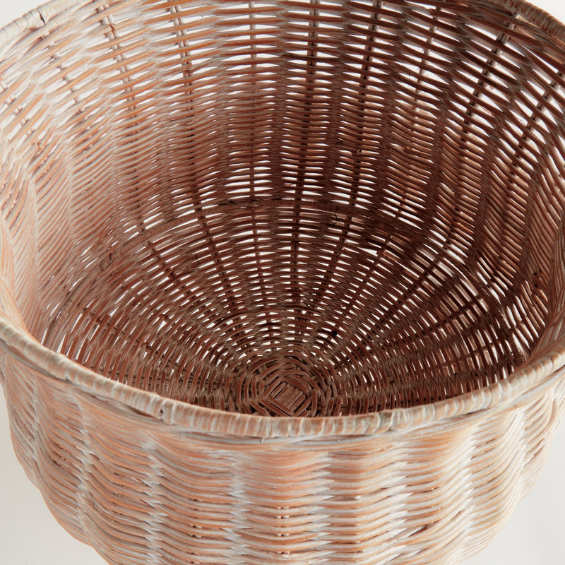 Napa White Chesapeake Rattan Footed Urn Planter Vase - BlueJay Avenue
