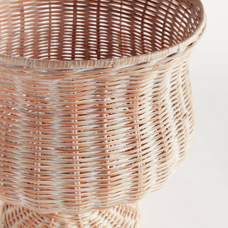 Napa White Chesapeake Rattan Footed Urn Planter Vase - BlueJay Avenue