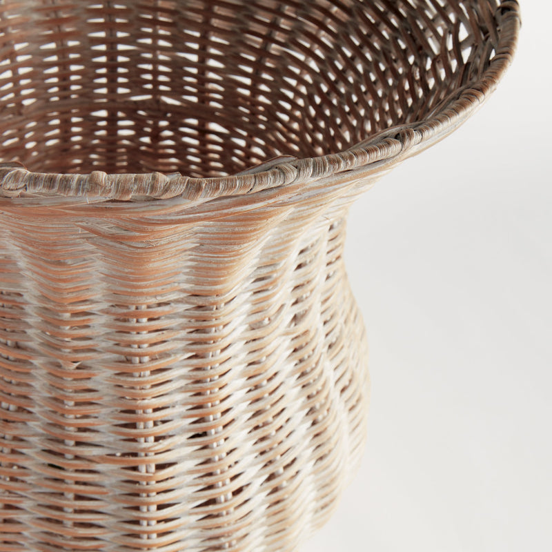 Napa White Chesapeake Rattan Footed Urn Planter Vase - BlueJay Avenue