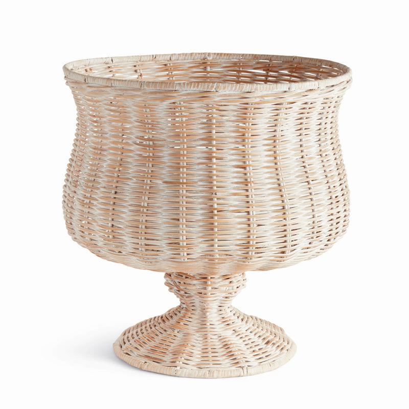 Napa White Chesapeake Rattan Footed Urn Planter Vase - BlueJay Avenue