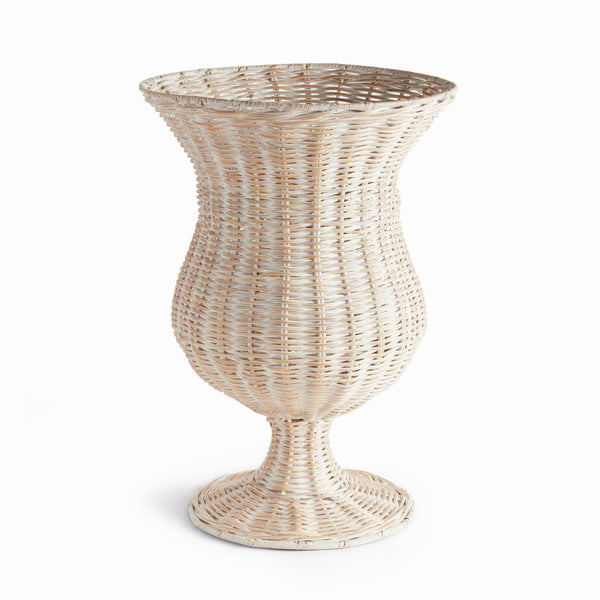 Napa White Chesapeake Rattan Footed Urn Planter Vase - BlueJay Avenue