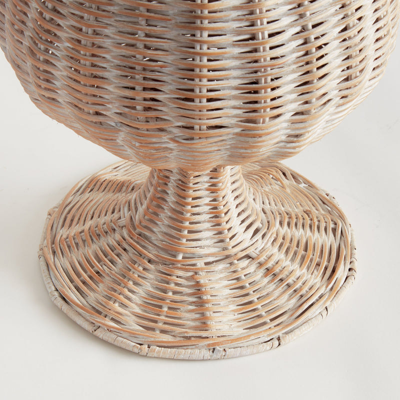 Napa White Chesapeake Rattan Footed Urn Planter Vase - BlueJay Avenue