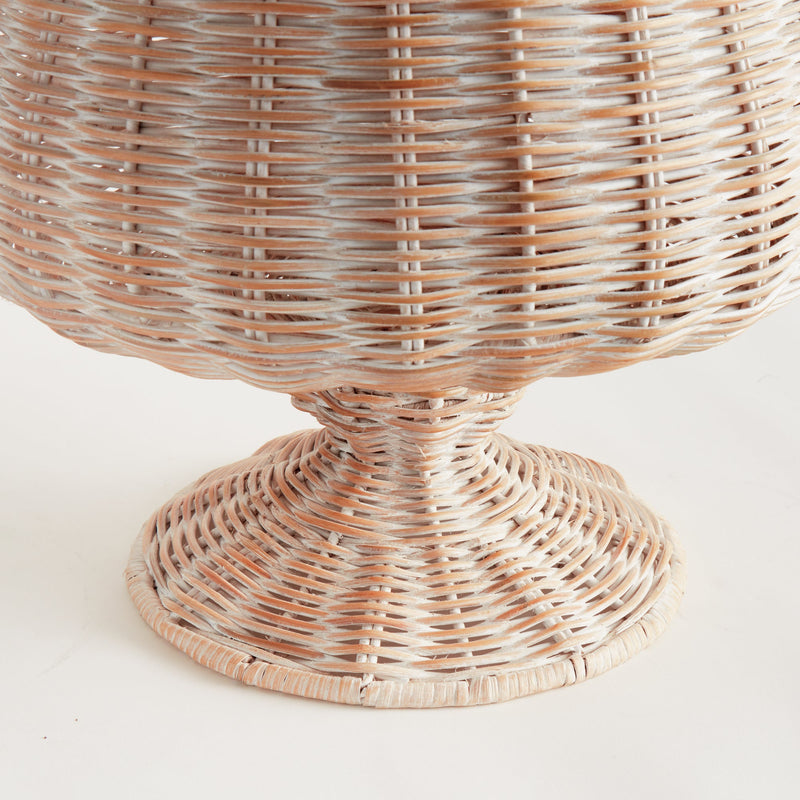Napa White Chesapeake Rattan Footed Urn Planter Vase - BlueJay Avenue