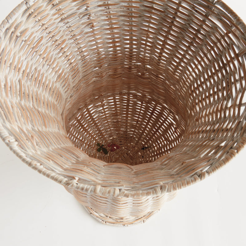 Napa White Chesapeake Rattan Footed Urn Planter Vase - BlueJay Avenue