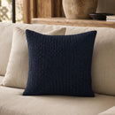 Navy Chevron Woven Suede Leather Pillow, 20" - BlueJay Avenue