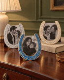 Olivia Riegel Horseshoe Crystal Picture Frame, Gold , Silver & Blue - BlueJay Avenue