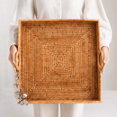 Orchid Hand Woven Rattan Decorative Square Tray - BlueJay Avenue