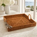Orchid Hand Woven Rattan Decorative Square Tray - BlueJay Avenue