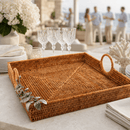 Orchid Hand Woven Rattan Decorative Square Tray - BlueJay Avenue