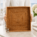 Orchid Hand Woven Rattan Decorative Square Tray - BlueJay Avenue