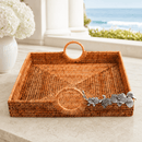 Orchid Hand Woven Rattan Decorative Square Tray - BlueJay Avenue