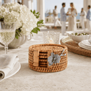 Orchid Hand Woven Wicker Rattan Coaster Set with Holder – Set of 6 - BlueJay Avenue