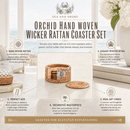 Orchid Hand Woven Wicker Rattan Coaster Set with Holder – Set of 6 - BlueJay Avenue
