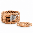 Orchid Hand Woven Wicker Rattan Coaster Set with Holder – Set of 6 - BlueJay Avenue