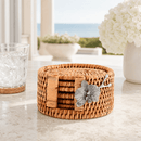 Orchid Hand Woven Wicker Rattan Coaster Set with Holder – Set of 6 - BlueJay Avenue