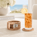 Orchid Hand Woven Wicker Rattan Coaster Set with Holder – Set of 6 - BlueJay Avenue