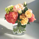 Peony Ran Rose Garden Silk Flower Arrangement In Vase - BlueJay Avenue