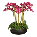 Pink Artificial Orchid Flower Arrangement in Black Planter - BlueJay Avenue