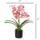 Pink Vanda Faux Orchid Arrangement in Vase – 24" - BlueJay Avenue