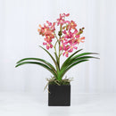 Pink Vanda Faux Orchid Arrangement in Vase – 24" - BlueJay Avenue