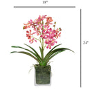 Pink Vanda Faux Orchid Arrangement in Vase – 24" - BlueJay Avenue