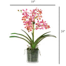 Pink Vanda Faux Orchid Arrangement in Vase – 24" - BlueJay Avenue