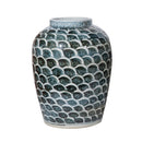 Porcelain Decorative Jar With Fish Scale Pattern - BlueJay Avenue