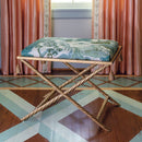 Port 68 Delfern Gold Upholstered Accent Bench – Road to Canton Celadon - BlueJay Avenue