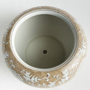 Province Lotus Brown Chinoiserie Ceramic Indoor Planter Pot - BlueJay Avenue
