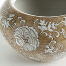 Province Lotus Brown Chinoiserie Ceramic Indoor Planter Pot - BlueJay Avenue