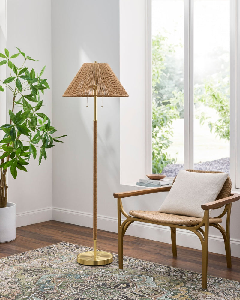 Rattan Accent Floor Lamp - BlueJay Avenue