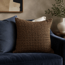 Rattan Woven Leather Throw Pillow, Vintage Brown, 22 x 22 - BlueJay Avenue